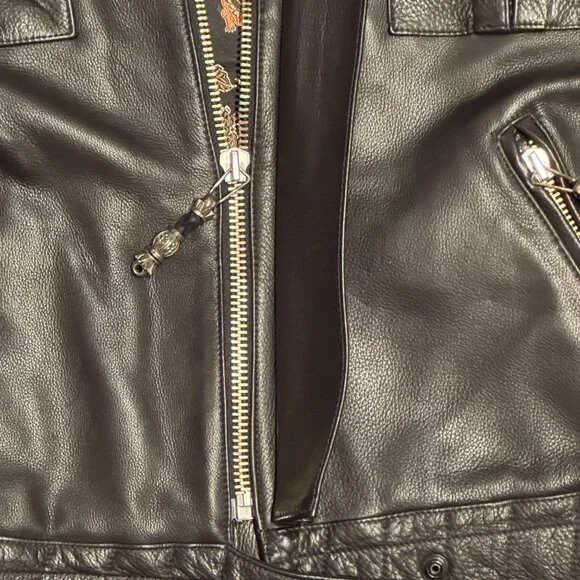 King Baby Men's Leather Biker Jacket - Picture 4 of 7